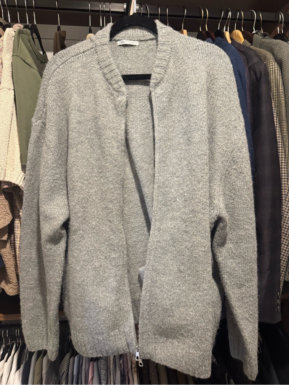 Zara Light Gray Men's Open-Front Cardigan